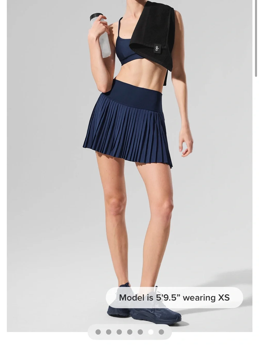 ALO Yoga Navy Pleated Mini Skirt